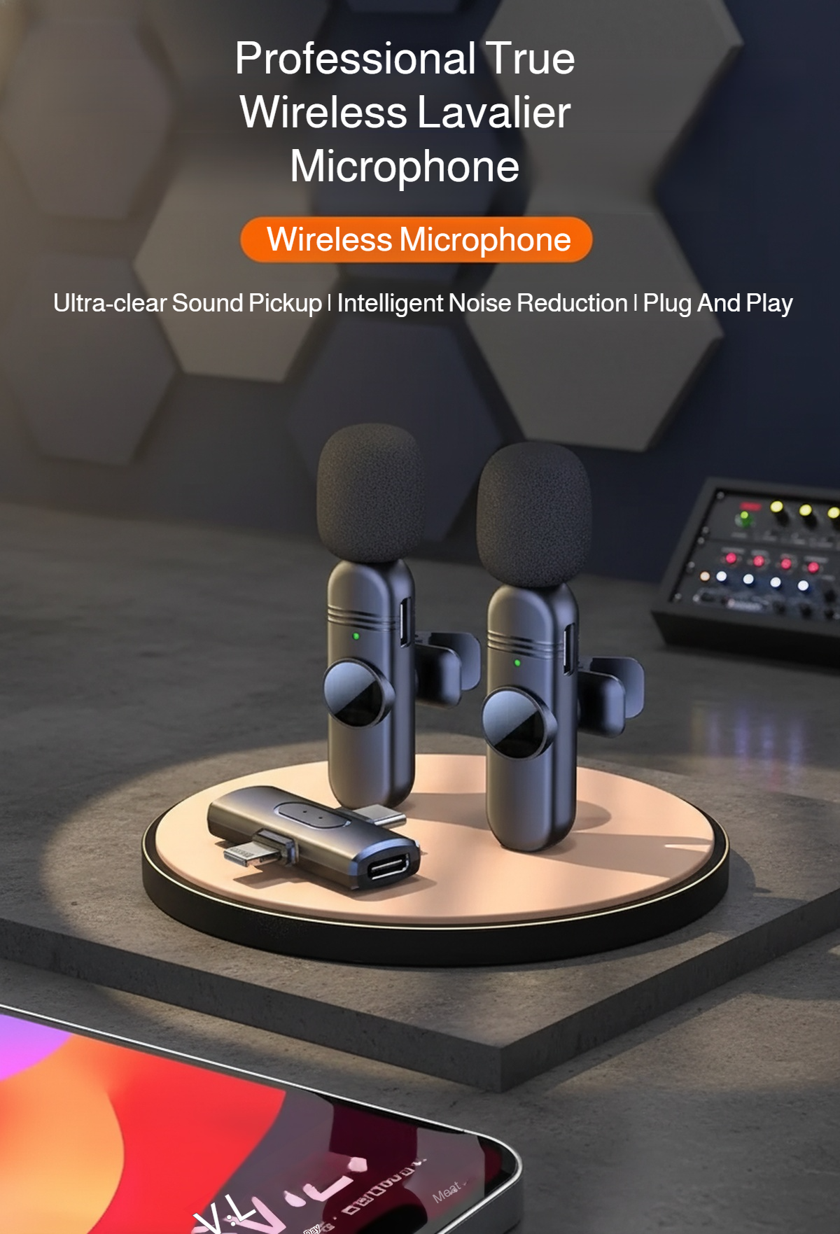 High-quality audio wireless microphone for content creators