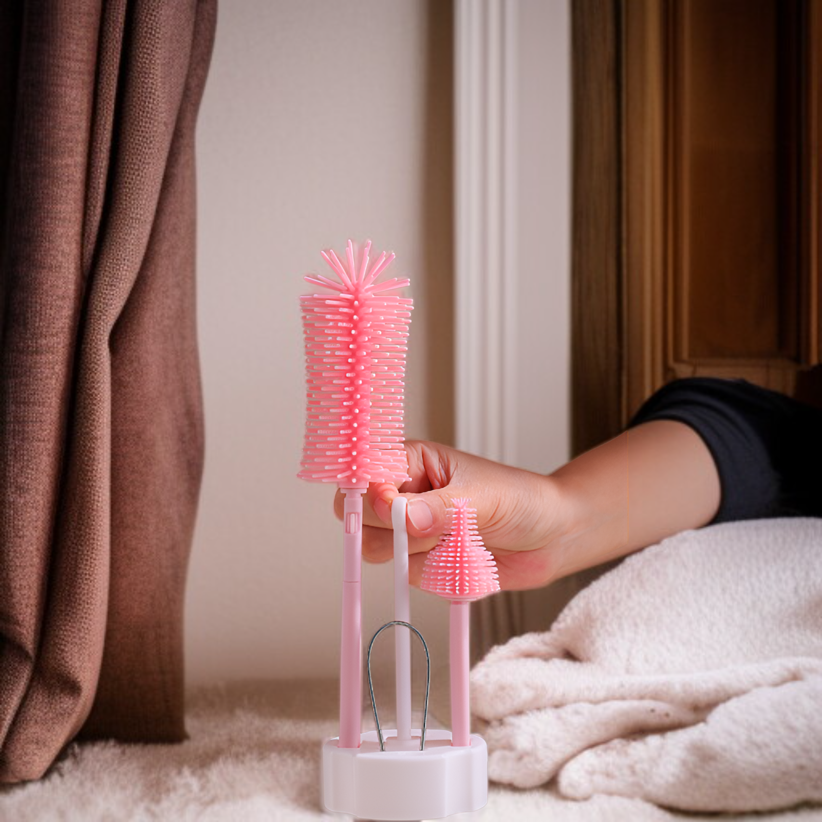 ベビー用シリコン哺乳瓶ブラシ紫外線消毒収納セット