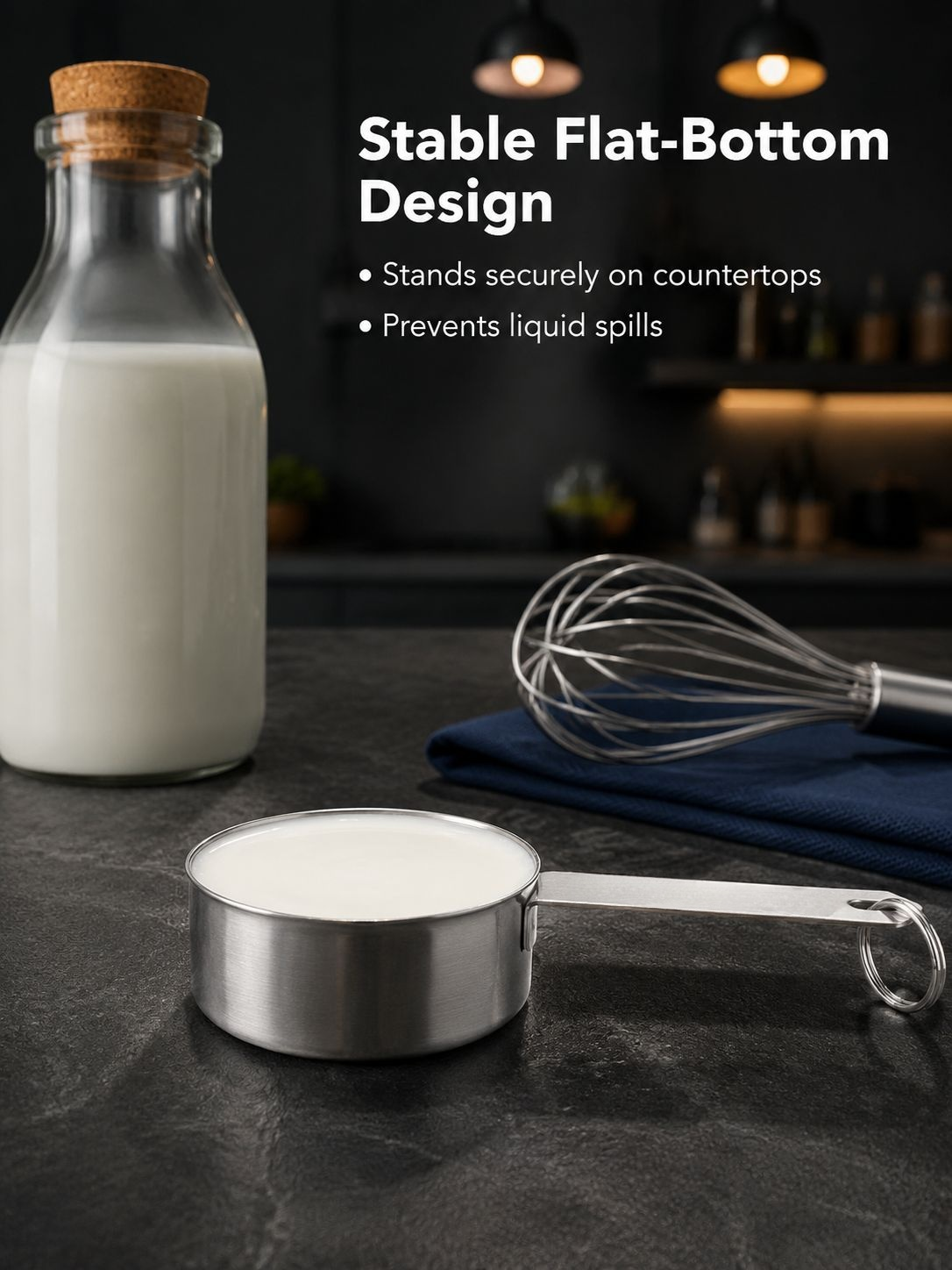Complete set of stainless steel measuring cups and spoons
