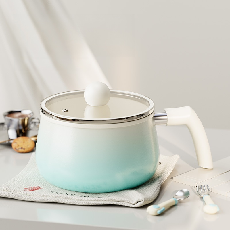 Fluorine-Free Gradient Blue Ceramic Milk Pan