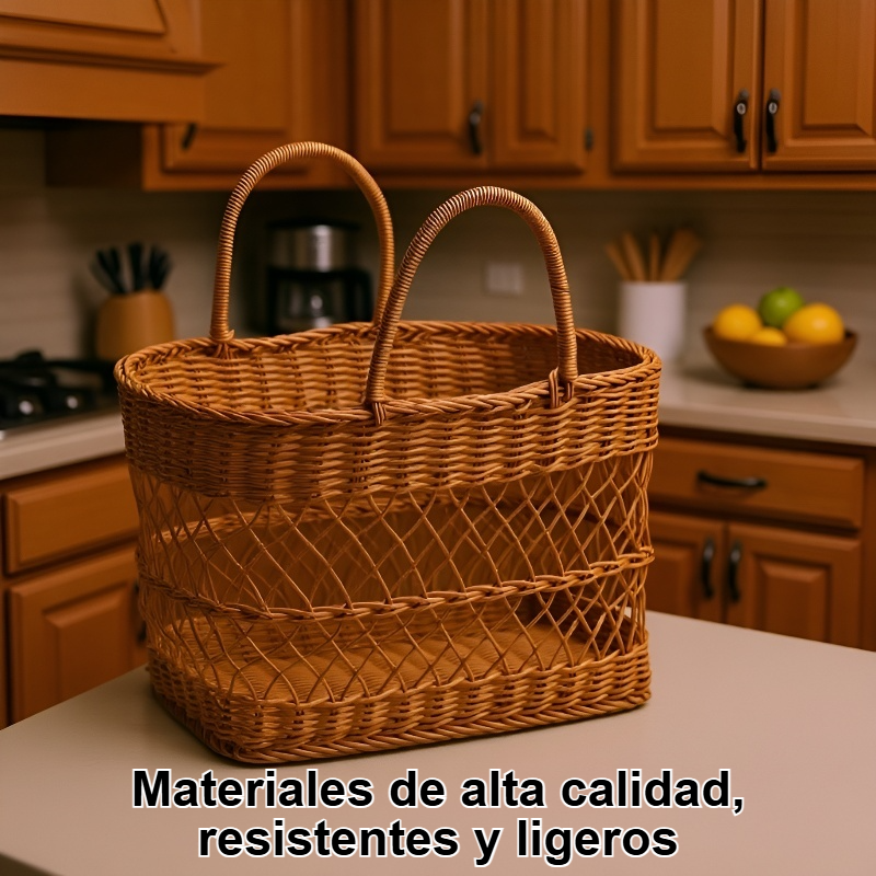 Cesta de la compra tejida a mano de imitación de ratán