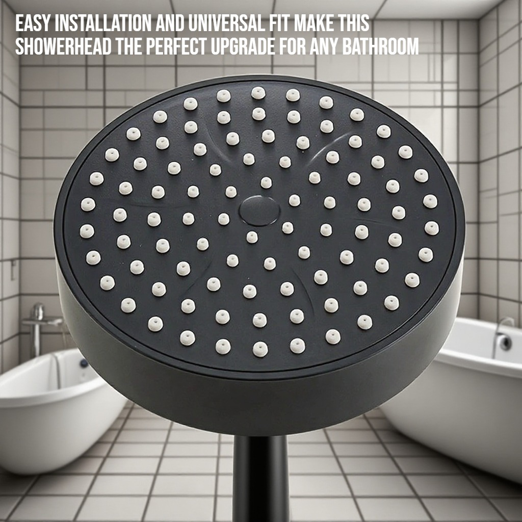 Close-up of chrome wall mounted showerhead