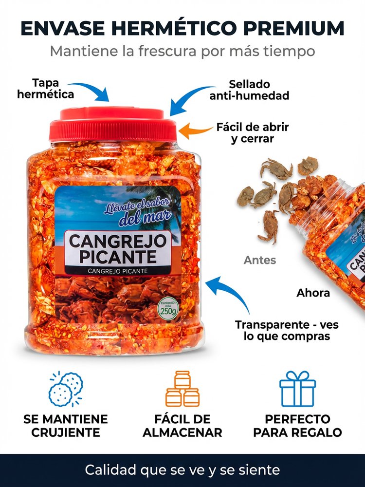 Snack de cangrejo pequeño japonés bajo en grasa, dulce y salado, devolución incluso abierto