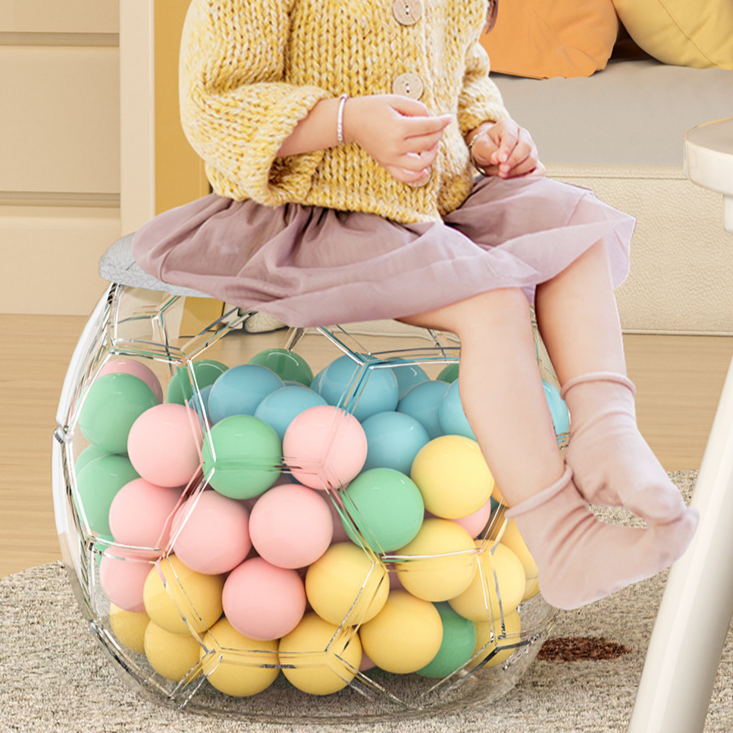 Transparent Plush Toy Storage Ottoman