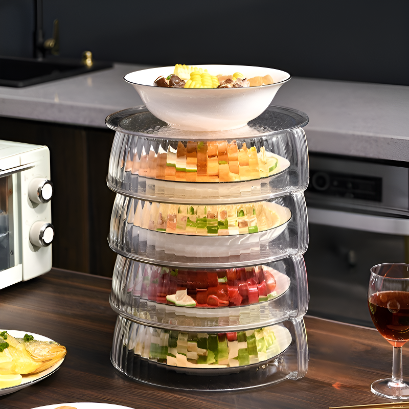 ฝาครอบอาหารหลายชั้นใส สำหรับกันฝุ่นในครัว