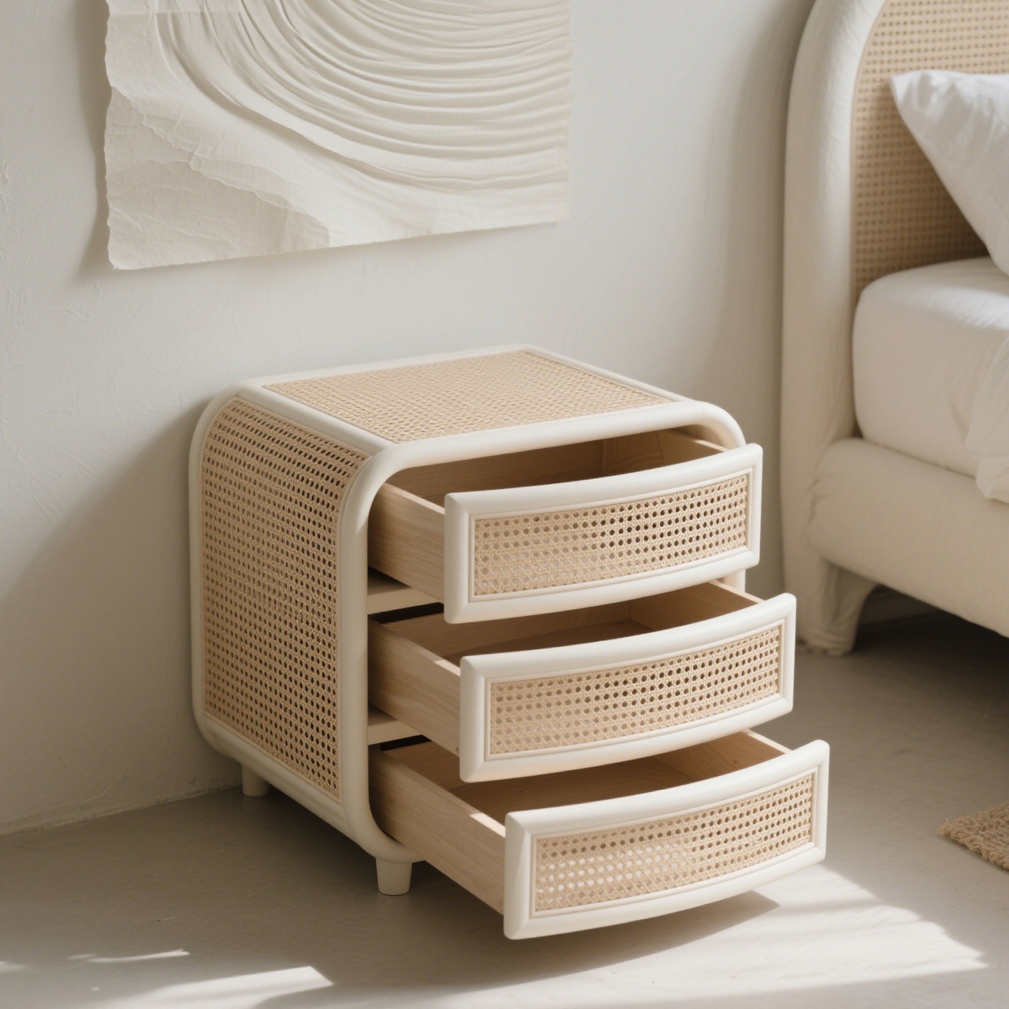 Noptieră vintage din ratan