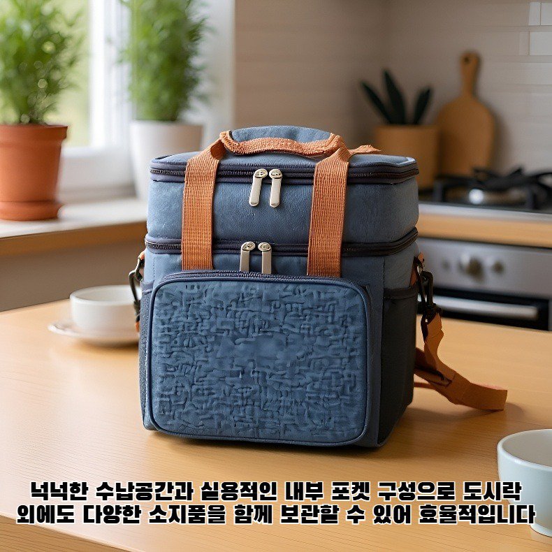 보온 기능이 강조된 런치백 내부 이미지