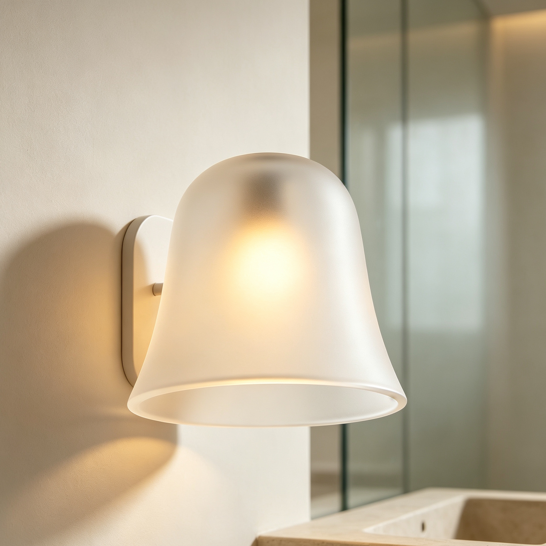 Pair of frosted art glass lampshades for elegant home lighting