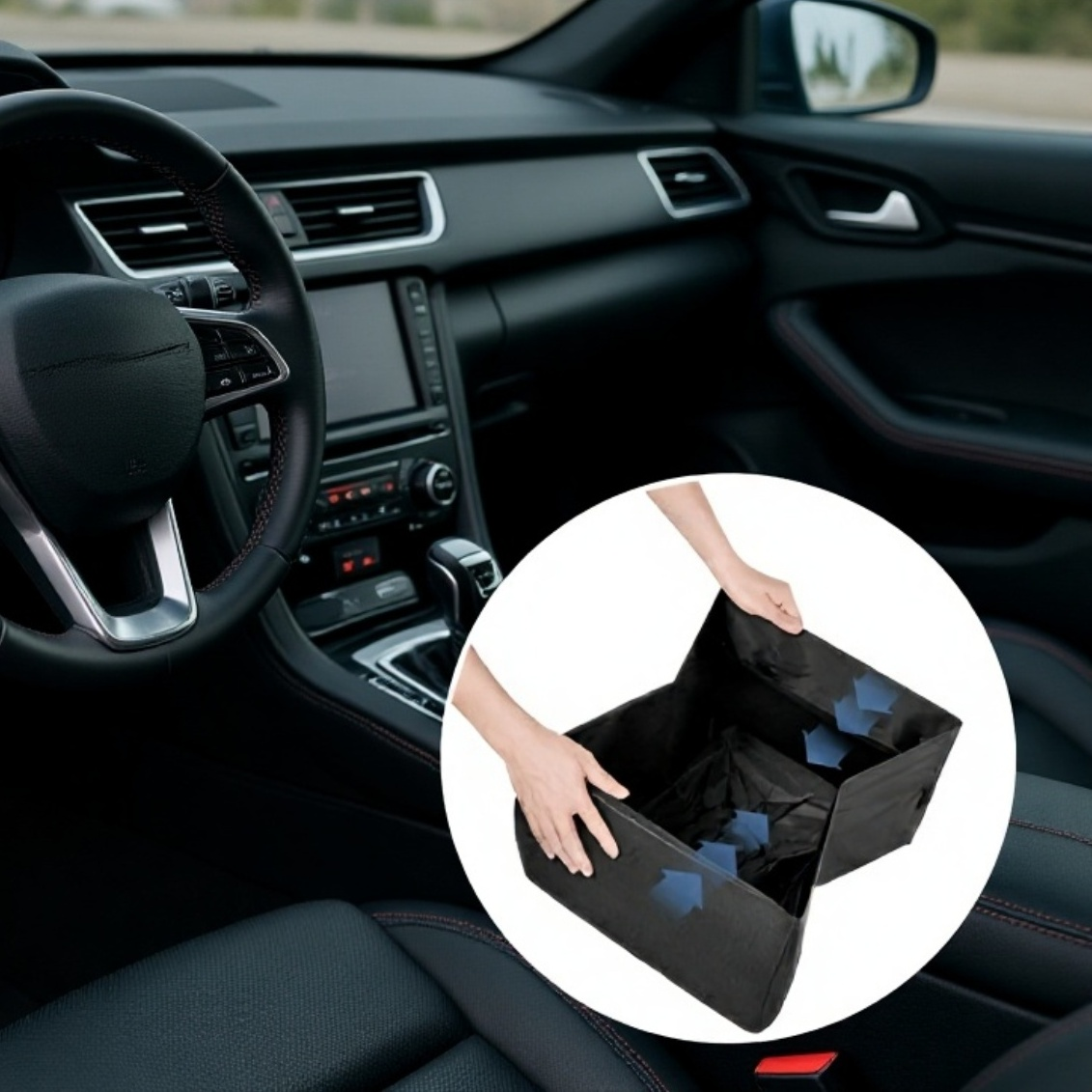 صندوق تخزين للسيارة قابل للطي بشكل مستطيل مع دعم للظهر، 2 في 1، منا