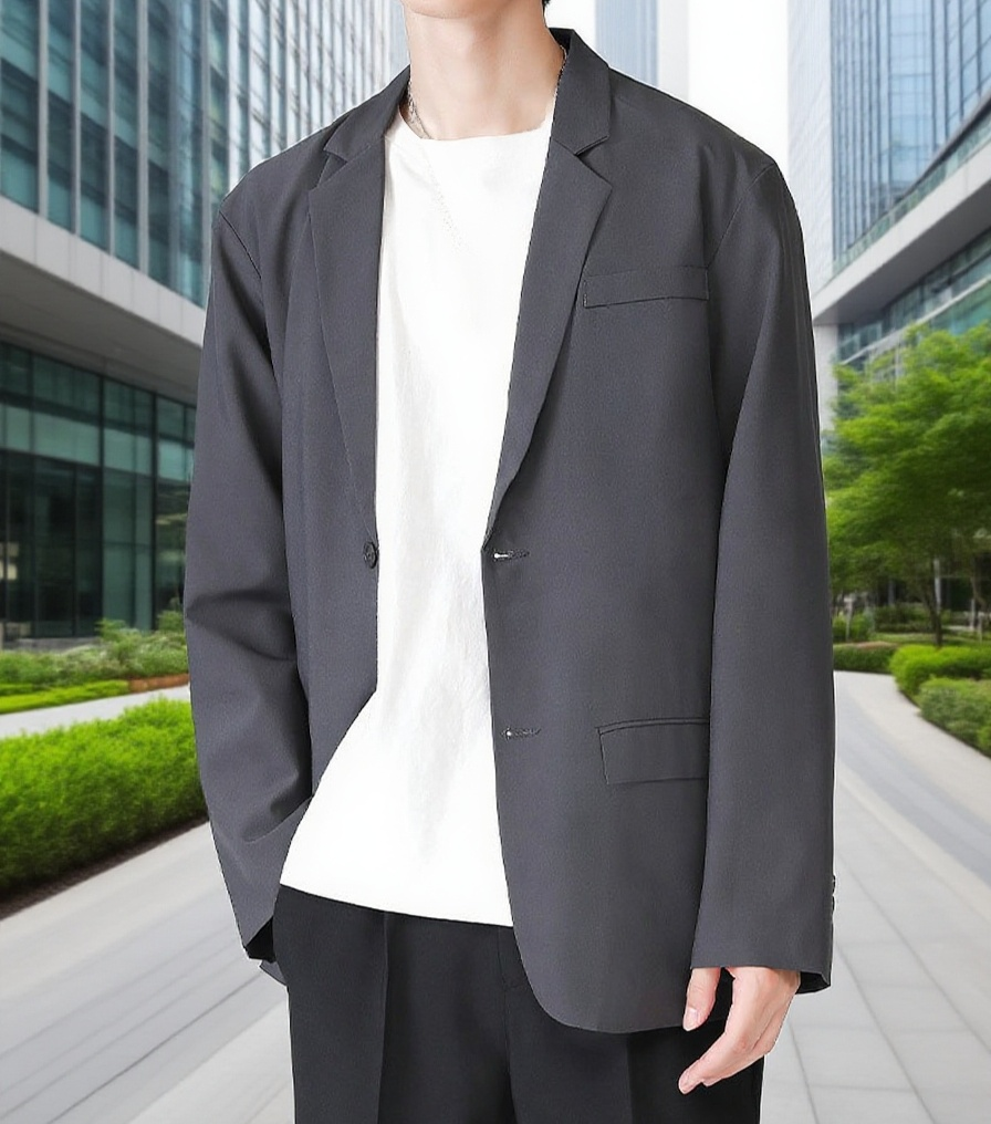 남성 고품질 외투 버튼 클로즈업