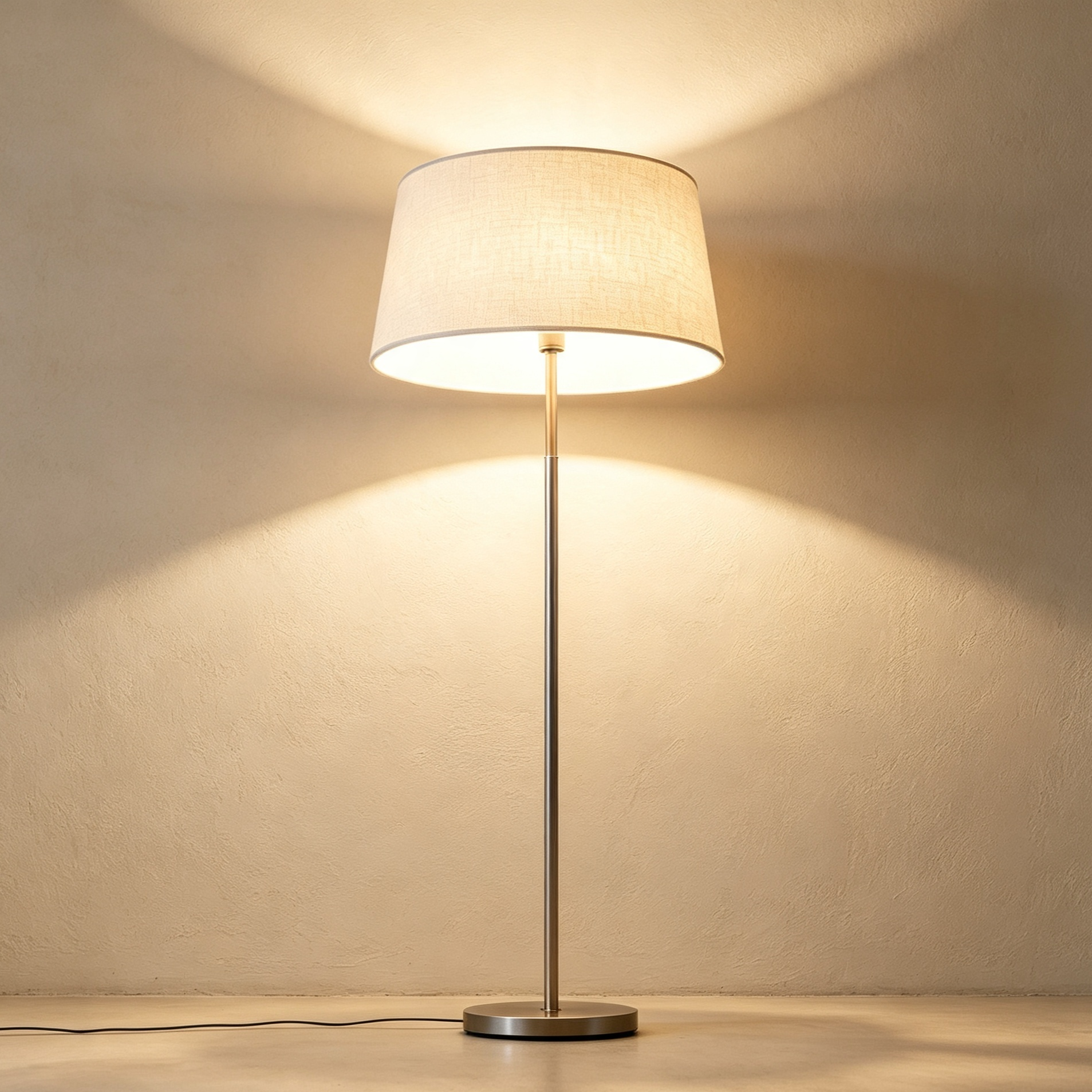 Elegant standing lamp with fabric lampshade