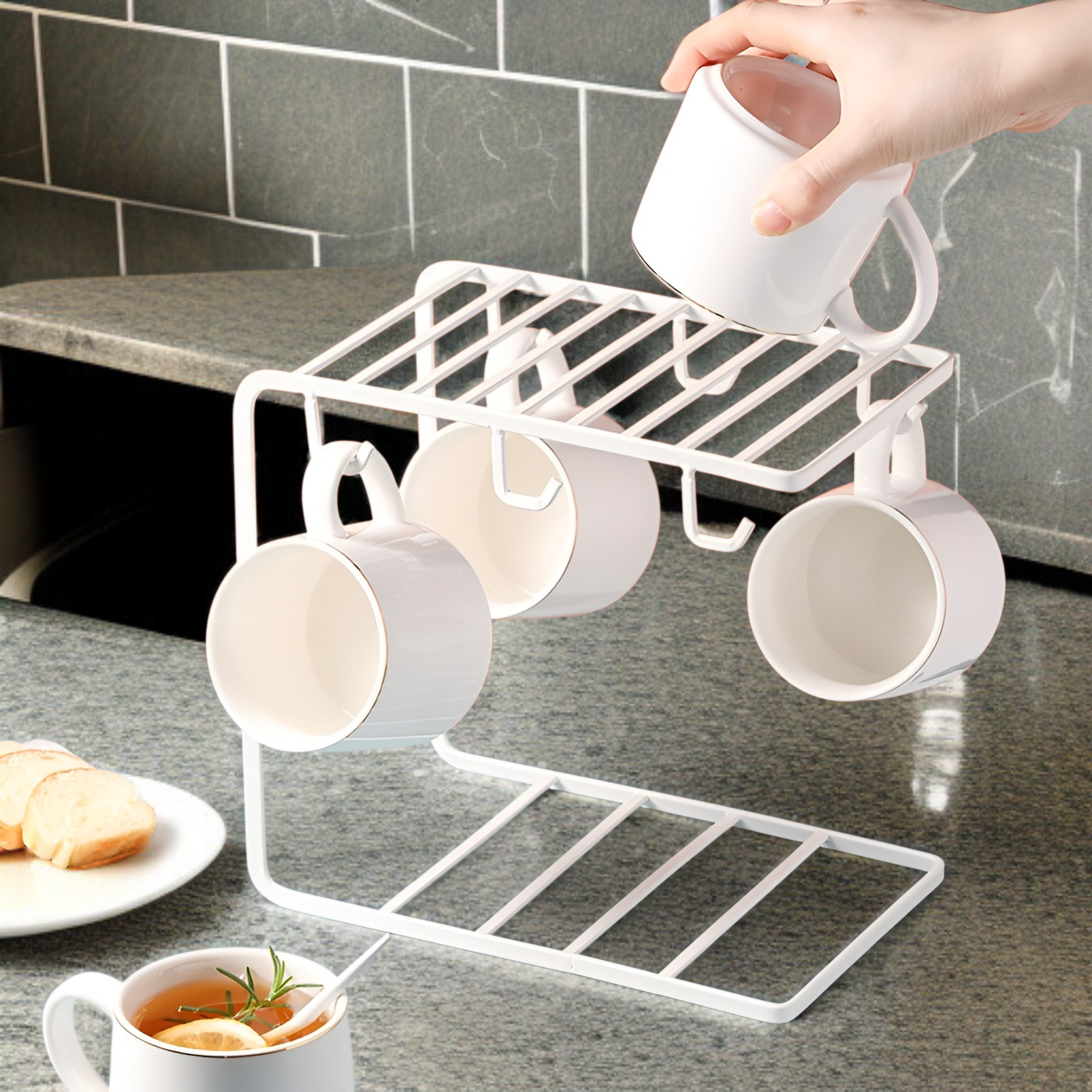 カップラック、ウォーターカップ収納ラック、カップ収納、ドレンカップ仕切りラック、ティーセット収納ラック、逆さまのコーヒーカップバー