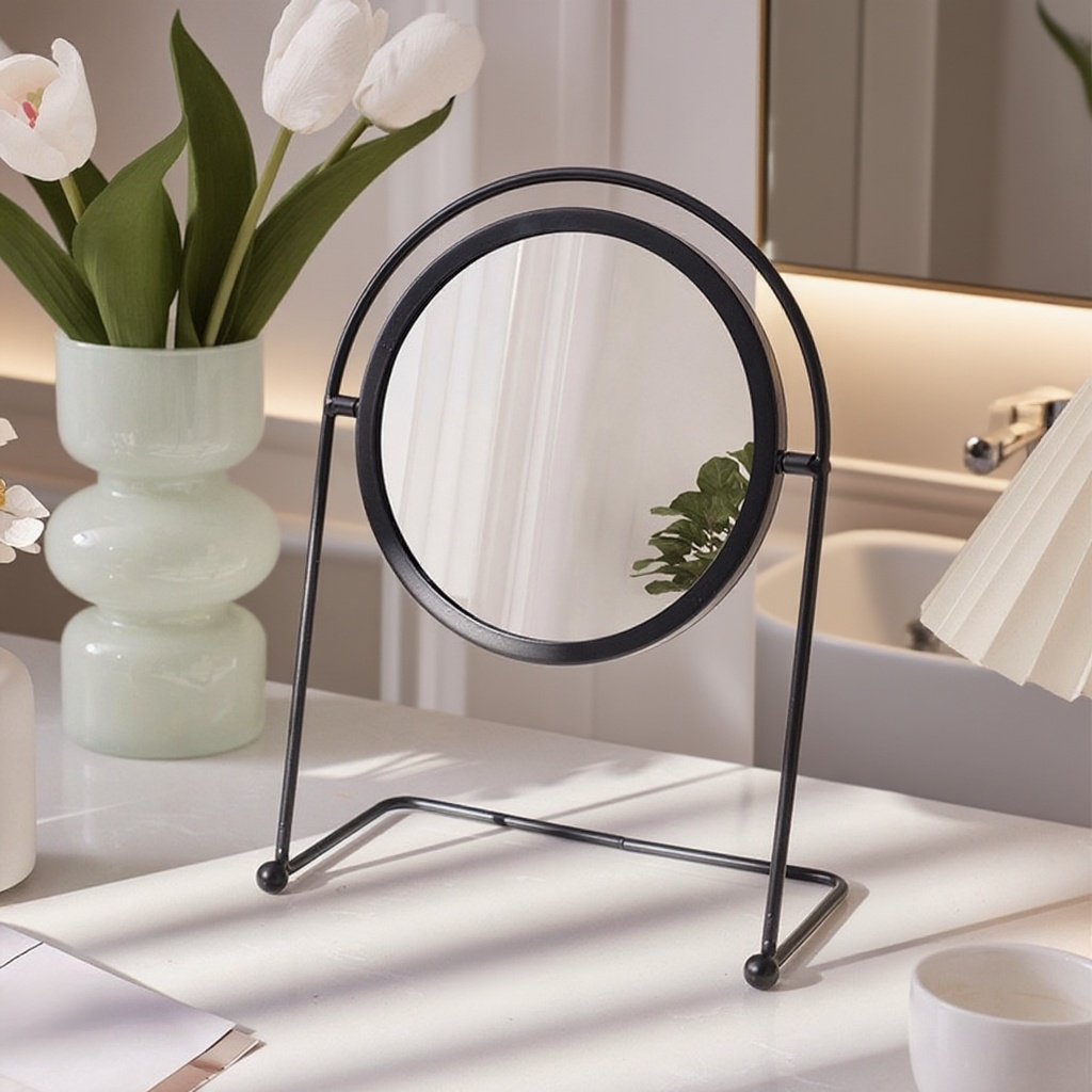 탁상 위에 놓인 고화질 화장경