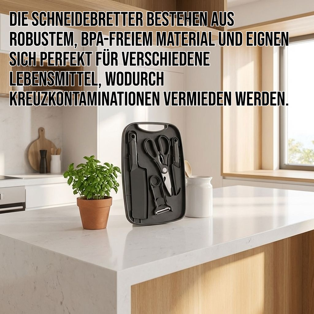 5-teiliges Schneidebrett- und Messeraufbewahrungsset