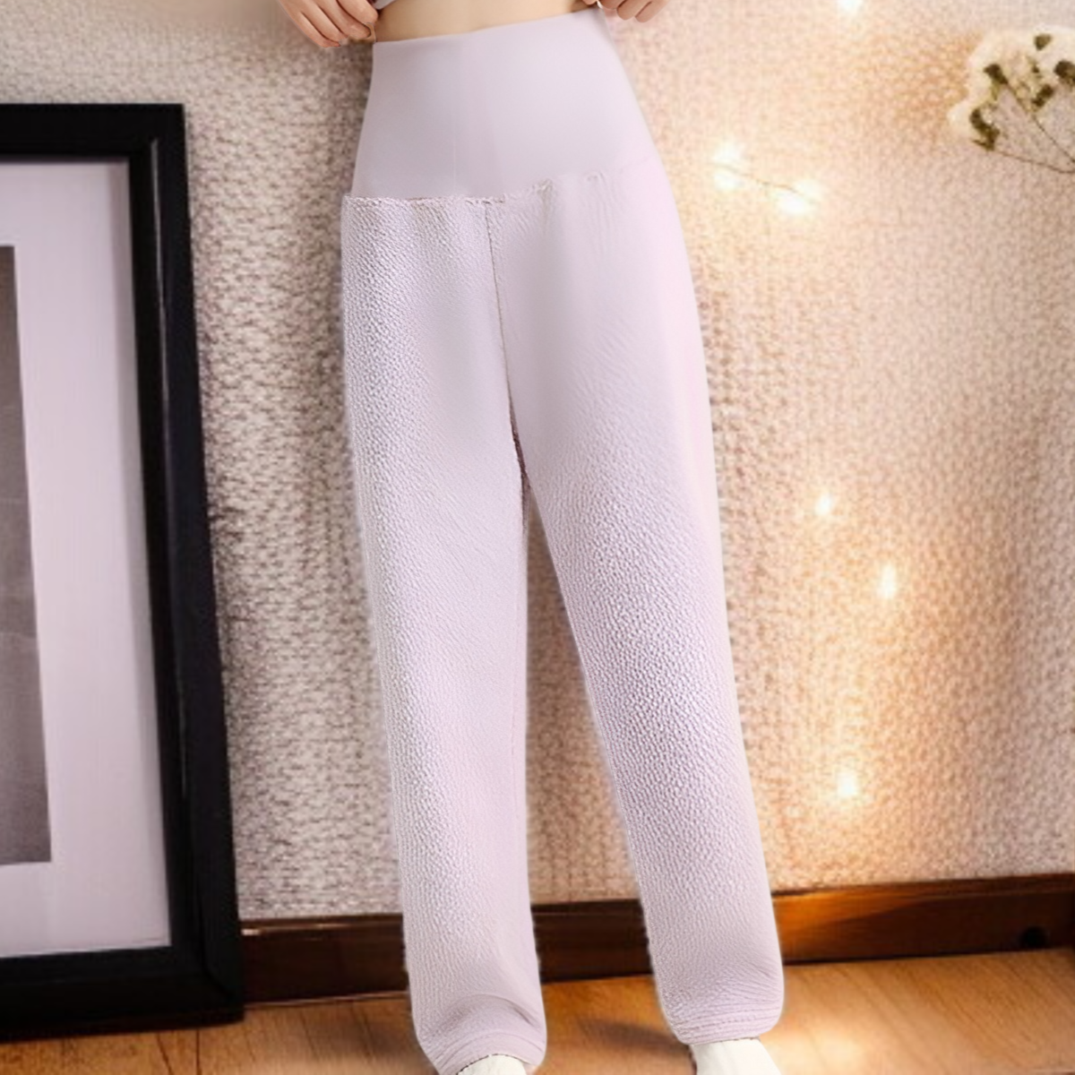 女士加厚加絨睡褲腰部設計