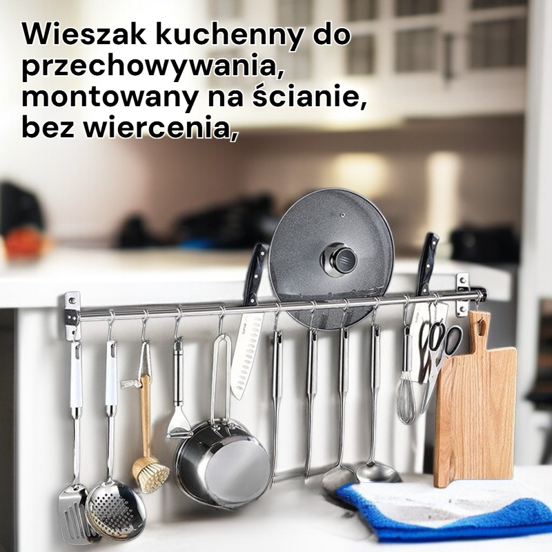 Samoprzylepny organizer kuchenny na ścianę, półka na noże i akcesoria