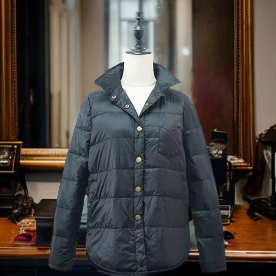 여자 라이트 패딩 화이트 오리털 퓨어 코트 스퀘어 칼라 코트