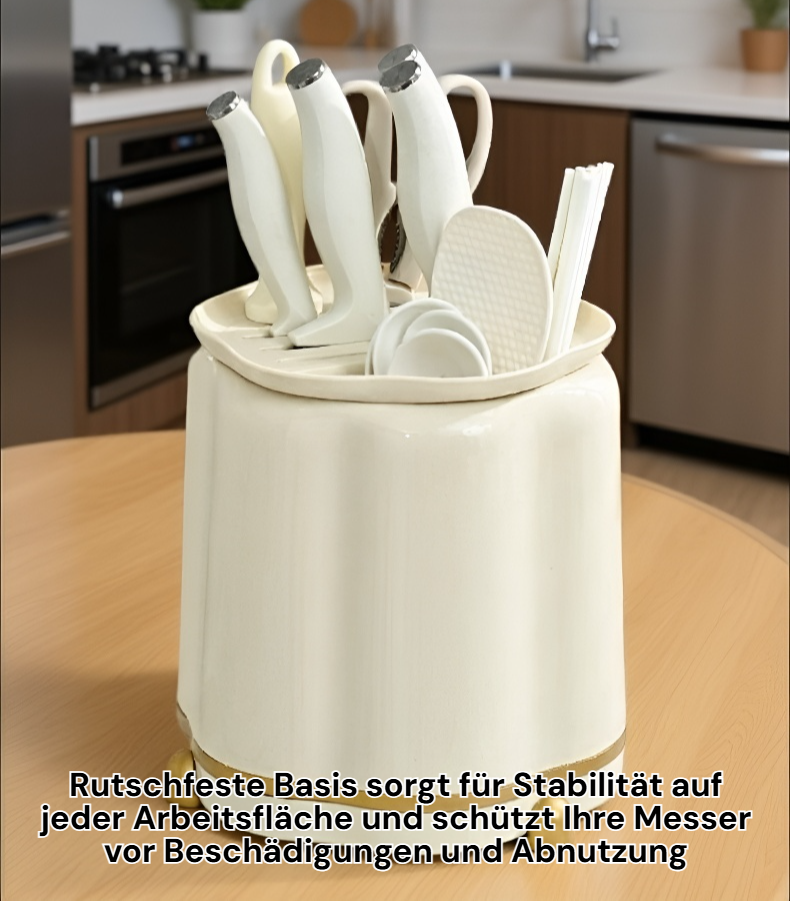 Luxuriöser Küchenmesserhalter aus Edelstahl mit mehreren Fächern