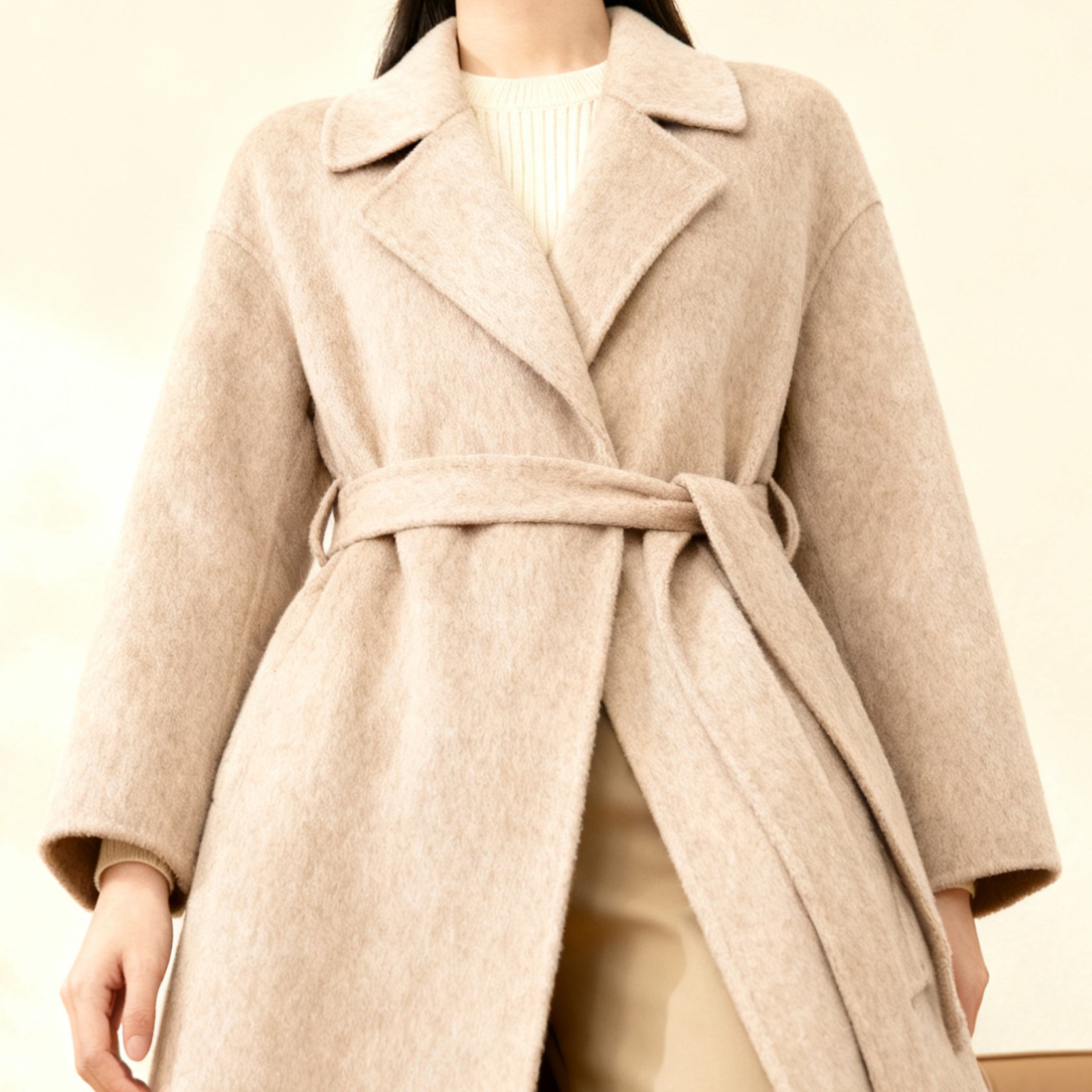  여성용 롱 캐시미어 오버코트