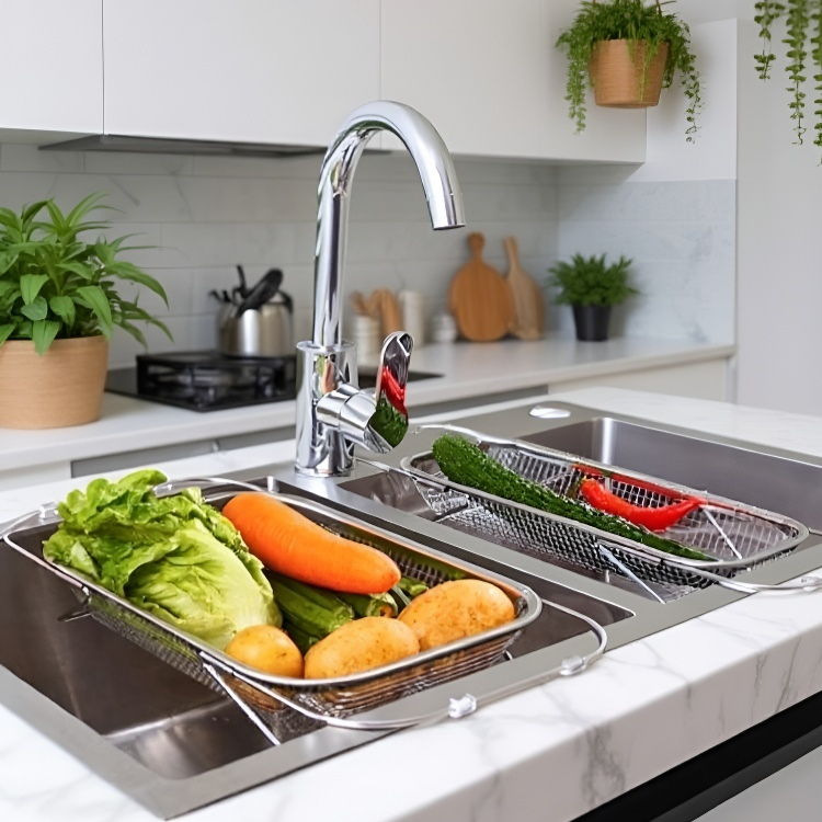 야채와 과일 세척용 싱크대 배수 바구니