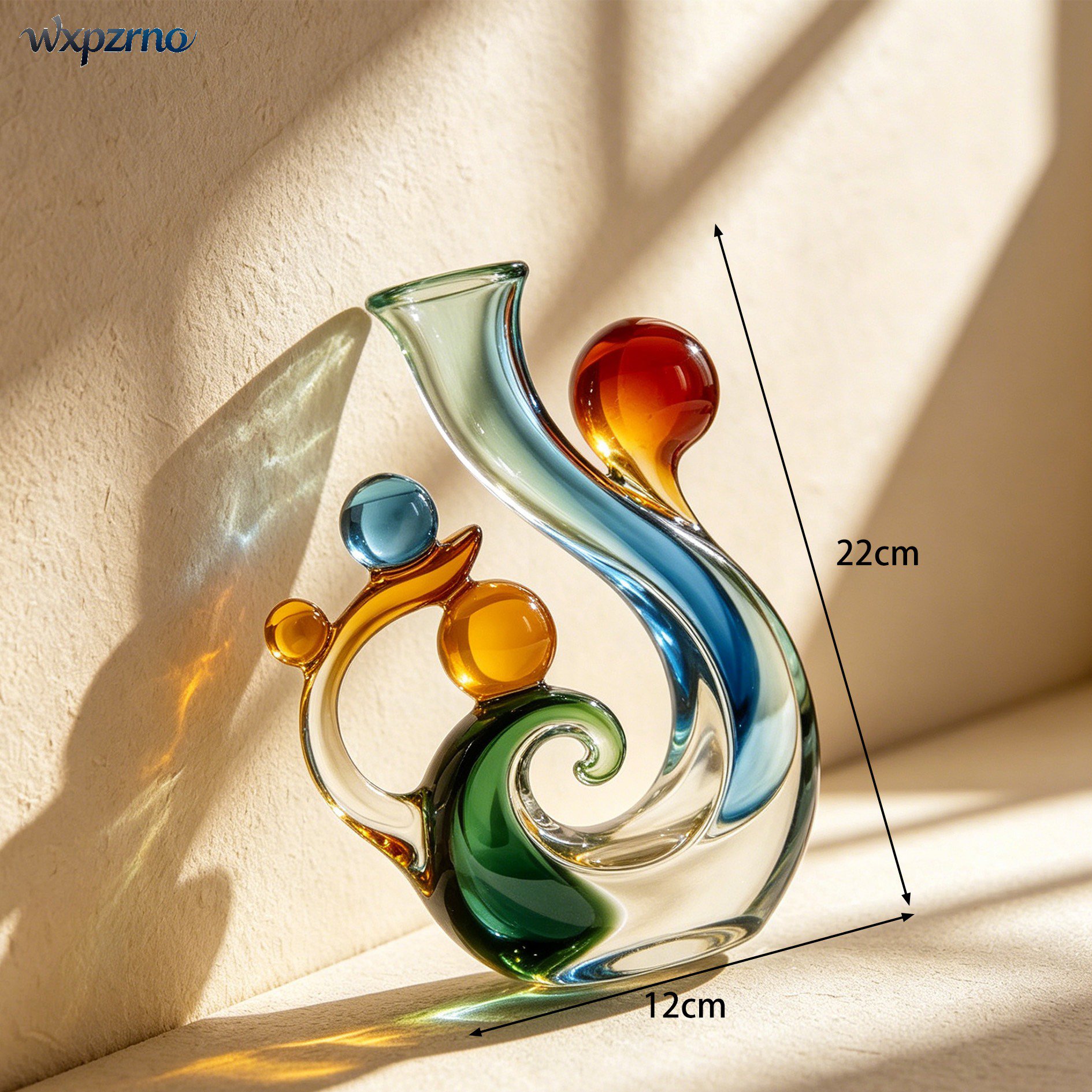 Close-up of twisted glass vase design