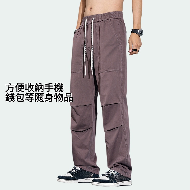 男士春夏季2025新款美式直筒傘兵褲子寬腿工裝休閒長褲子