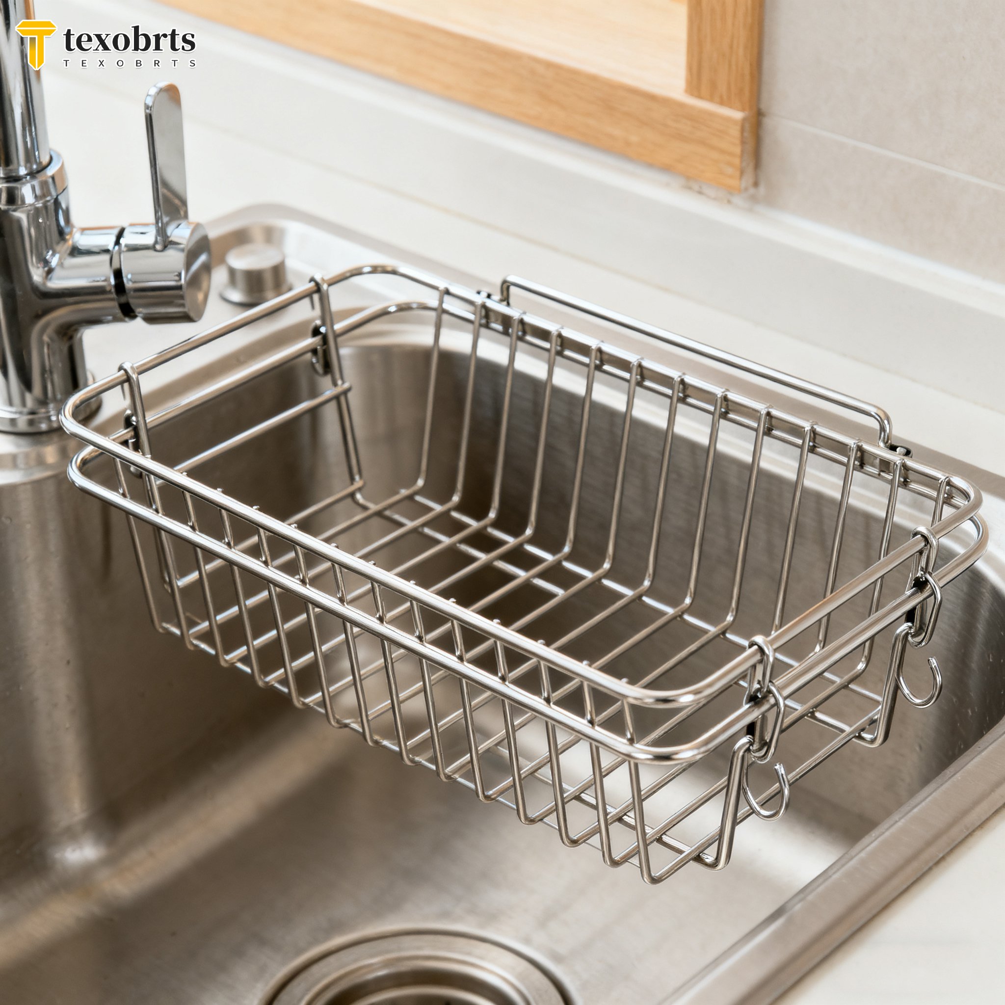 ชั้นวางจานระบายน้ำอเนกประสงค์สำหรับอ่างล้างจาน