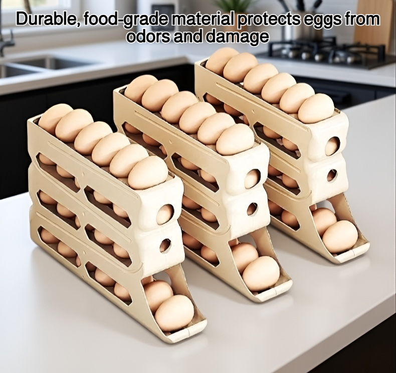 Automatic egg rolling storage box in refrigerator side door
