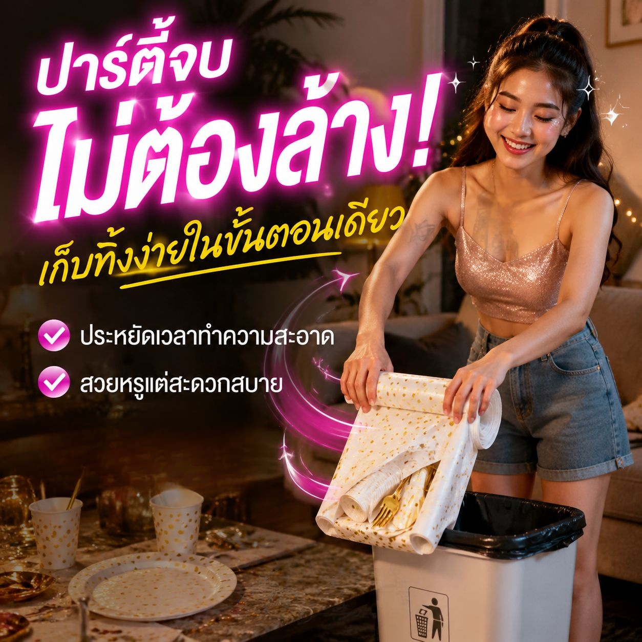 ชุดจานกระดาษฟอยล์แบบใช้แล้วทิ้งสำหรับงานเลี้ยง