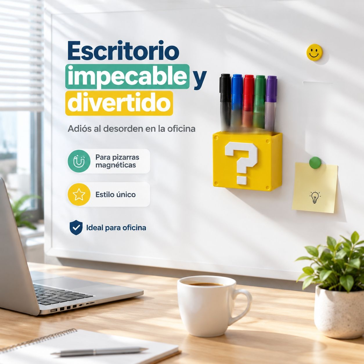 Portalápices magnético multifuncional, estilo retro de píxeles, apto para nevera