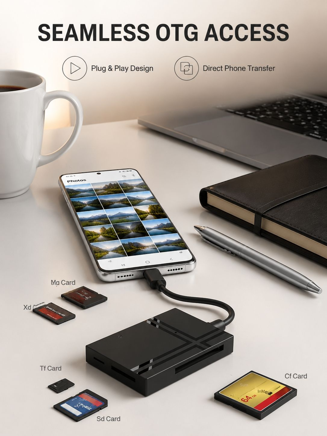 USB3.0 card reader 5 in 1 type-c computer mobile phone OTG multi-function CF/SD/TF/MS/M2 simultaneou