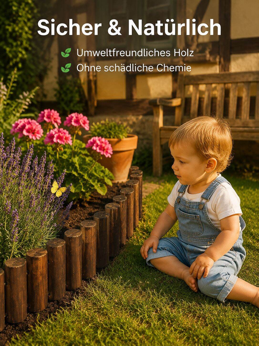 Boden-Zaun aus karbonisiertem, anti-korrosivem Holz für Garten, Hof-Trennwand und Blumenbeete
