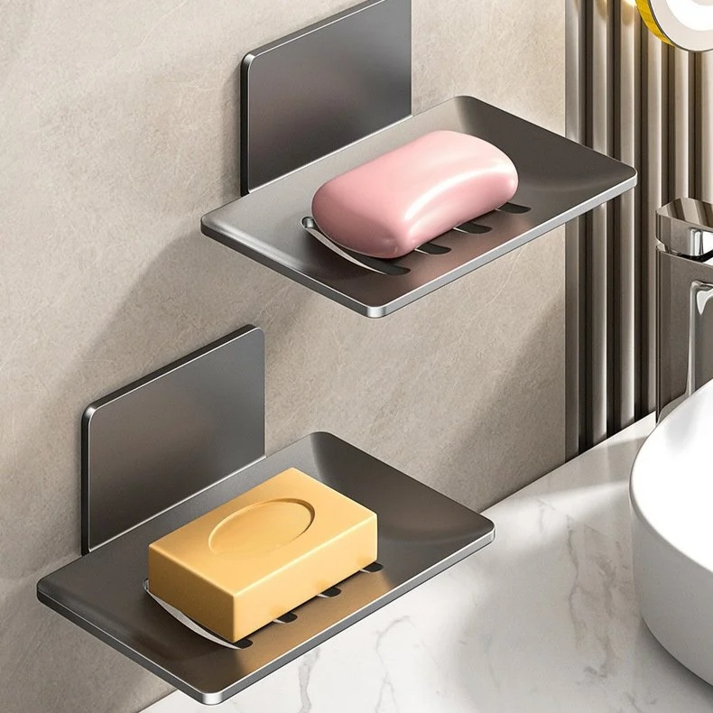 Estante de jabón montado en la pared, porta jabón sin taladro para baño