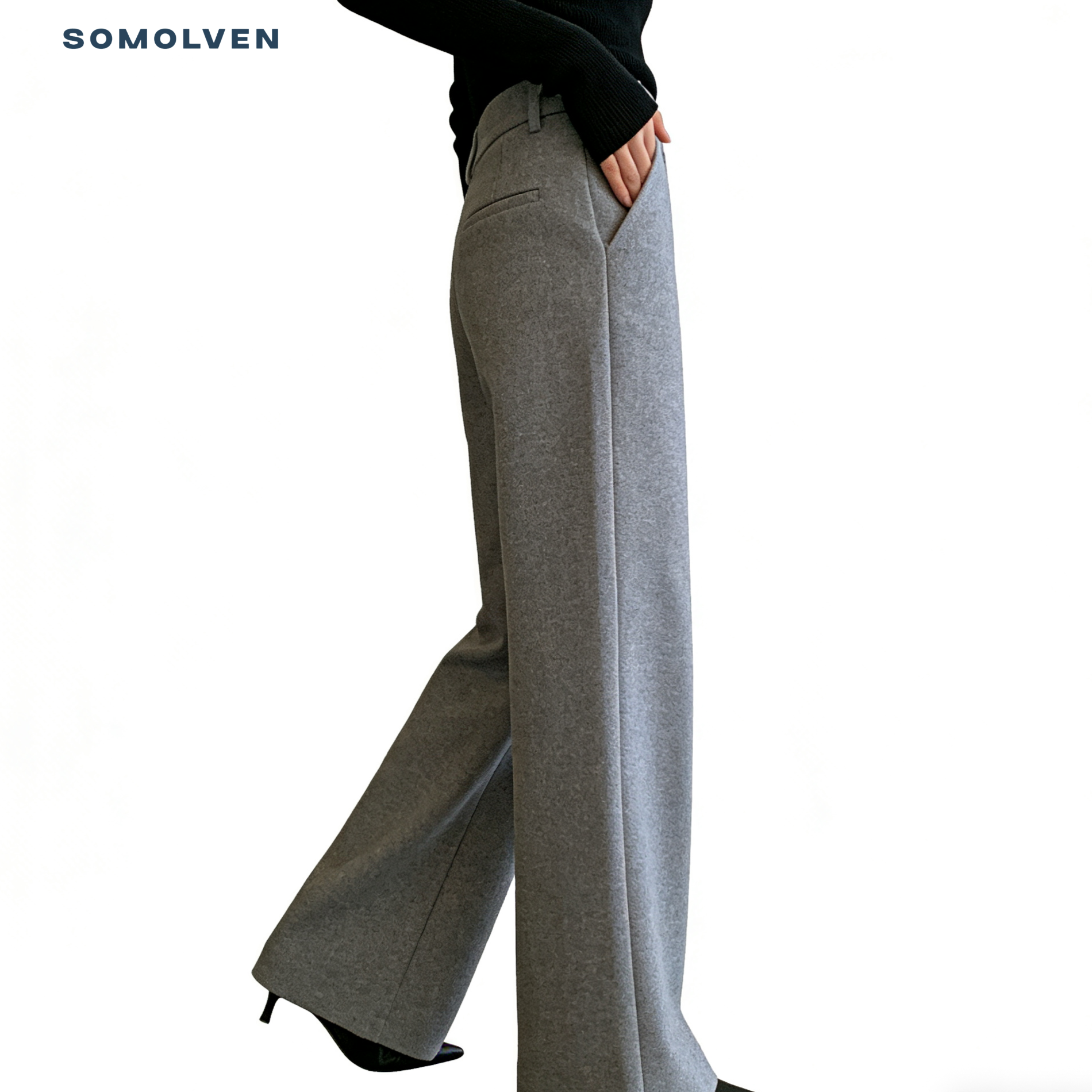 ウールワイドレッグパンツ