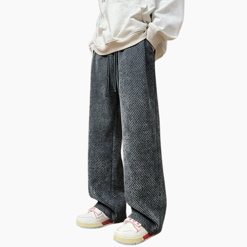남성 편안한 와이드 슬림핏 사선 스트라이프 캐주얼 팬츠 패션 나른한 와이드 핏의 슬랙스 추동 미각 일자 와이드 팬츠
