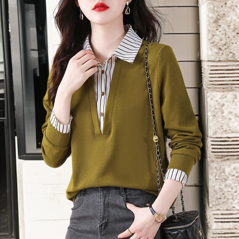 가짜 투피스 셔츠 여 긴팔 맨투맨 봄가을 신상 스타일리쉬 니트 상의 이너