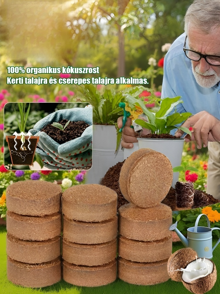 【Tíz évig nem igényel műtrágyázást】Kertészeti kókuszrost tápanyagföld