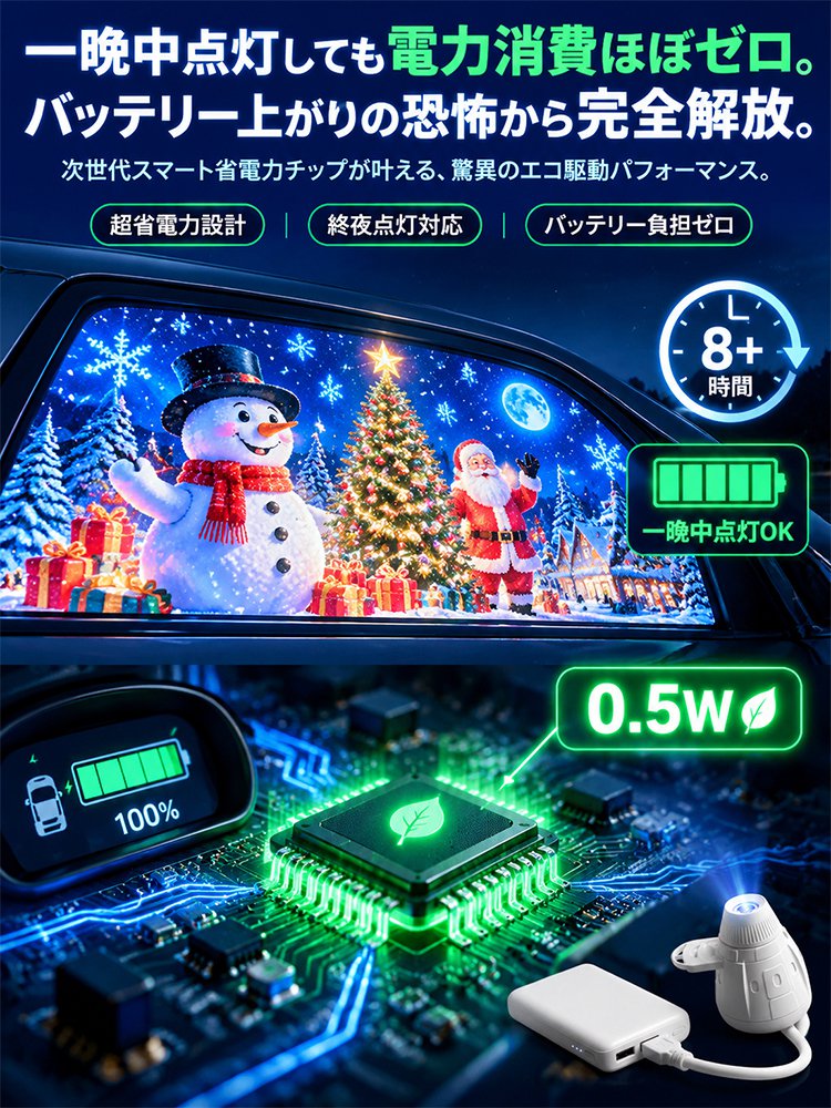 USB対応クリスマスホログラム車載プロジェクションライト