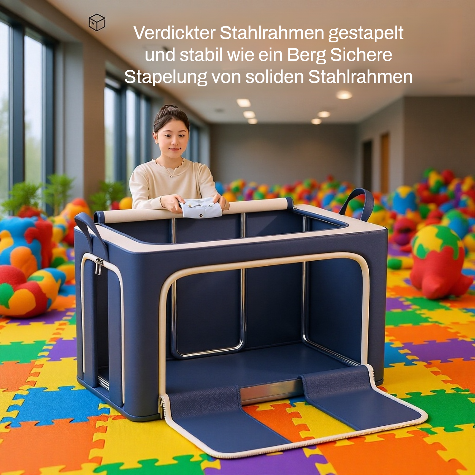 Faltbare Box zur Organisation von Kleidung