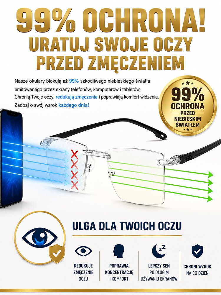 Wielofunkcyjne fotochromowe okulary do czytania z filtrem światła niebieskiego