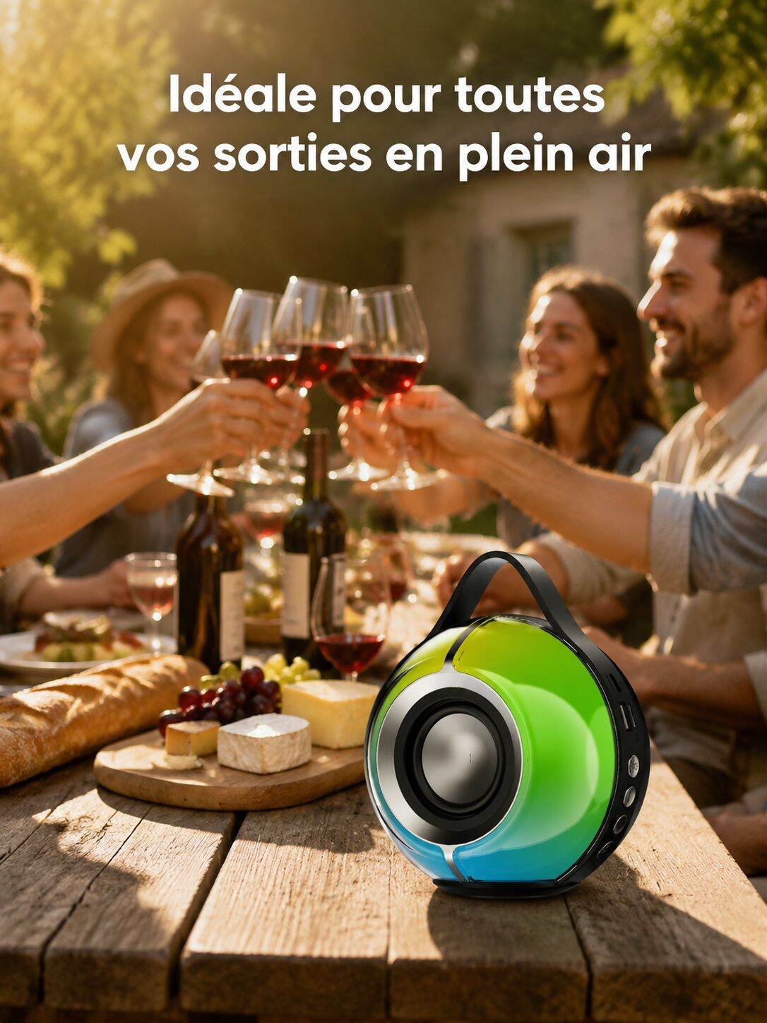 Enceinte Bluetooth portable d'extérieur avec éclairage RGB