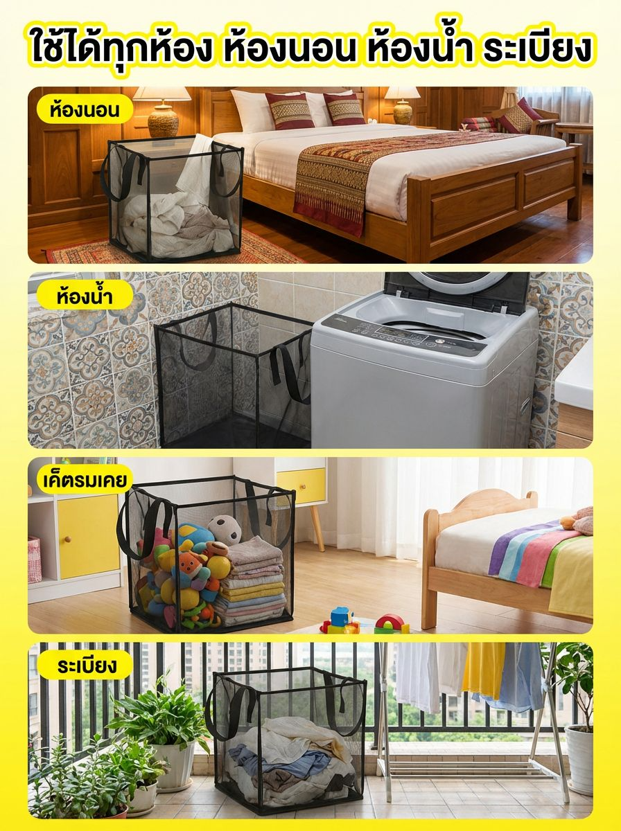 ตะกร้าผ้าเหมาะสำหรับเดินทางและซักผ้า