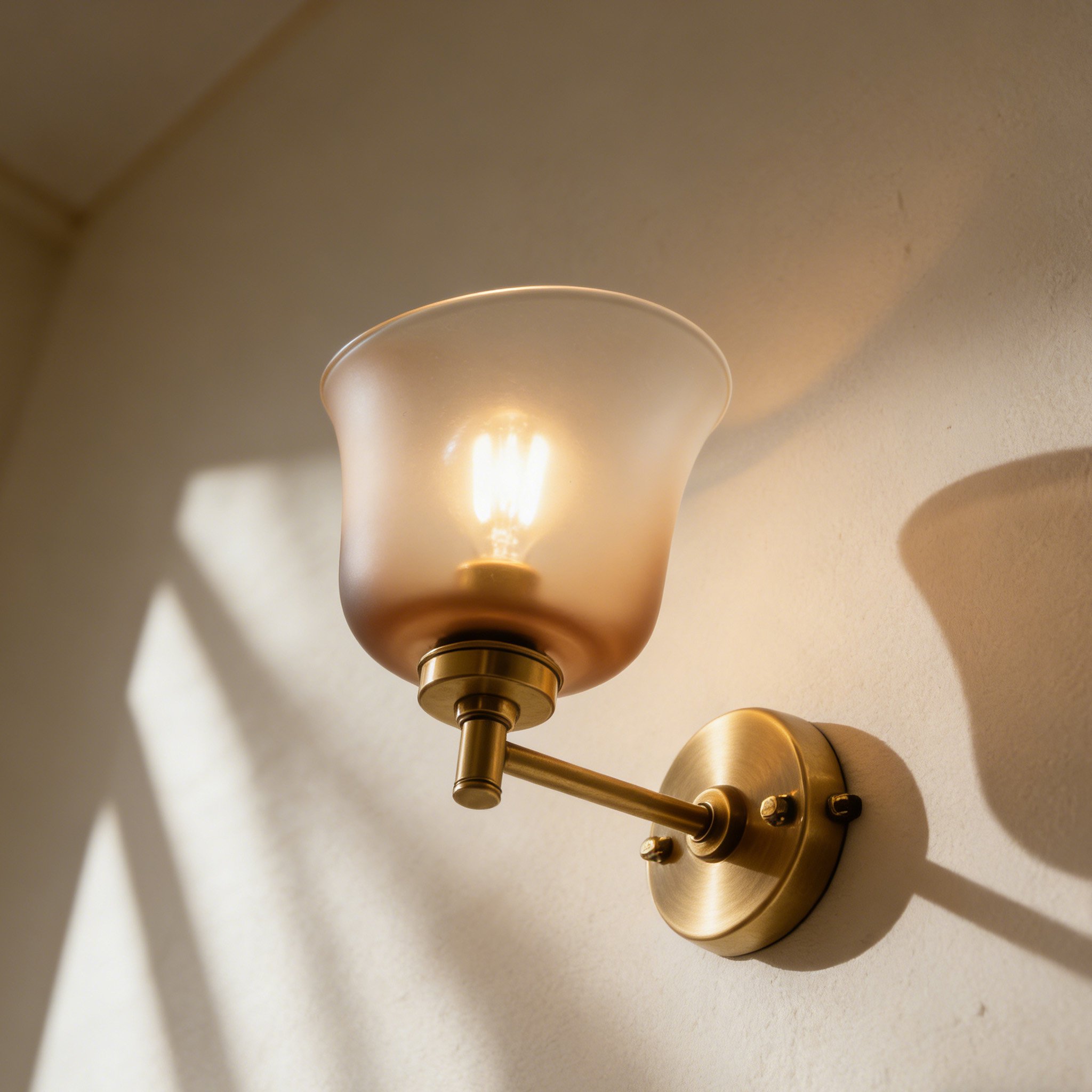 โคมไฟติดผนังทองแดงพร้อมกระจกดีไซน์ทันสมัย