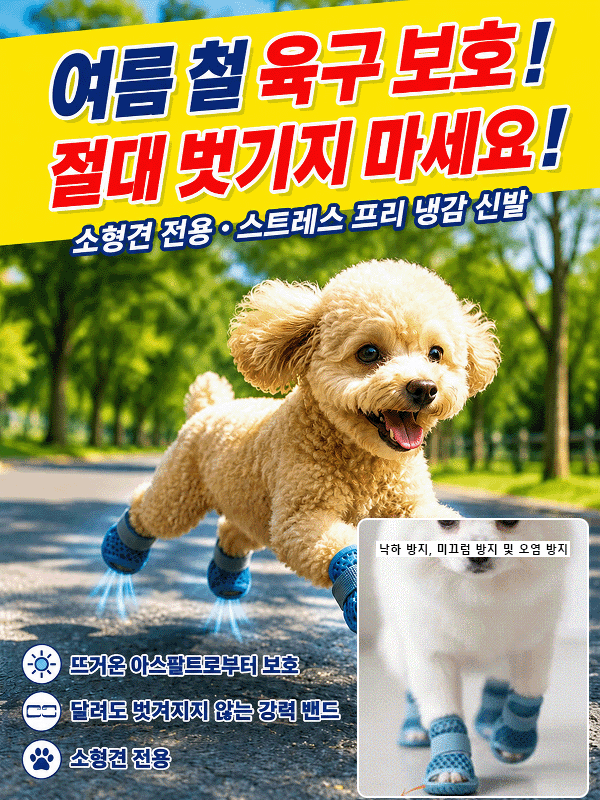 [3초컷] 절대 안 벗겨지는 초경량 강아지 메쉬 샌들 (화상/미끄럼방지)