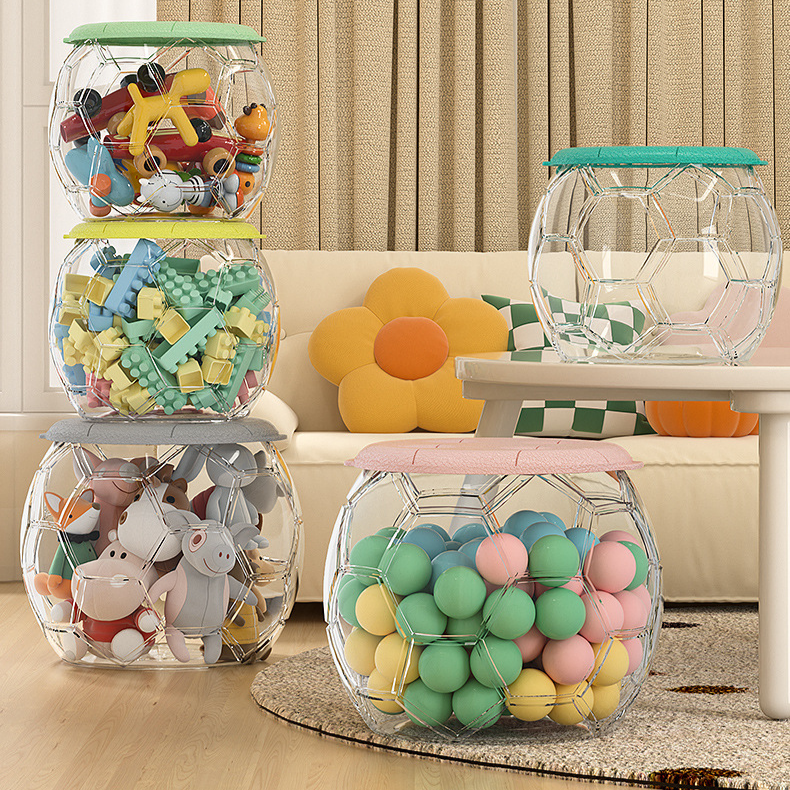 Transparent Plush Toy Storage Ottoman