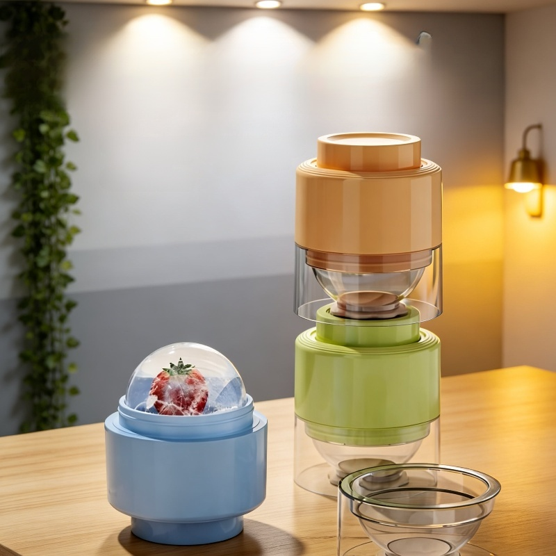 附蓋矽膠製冰盤，球形，輕鬆取出冰塊，適合家庭使用