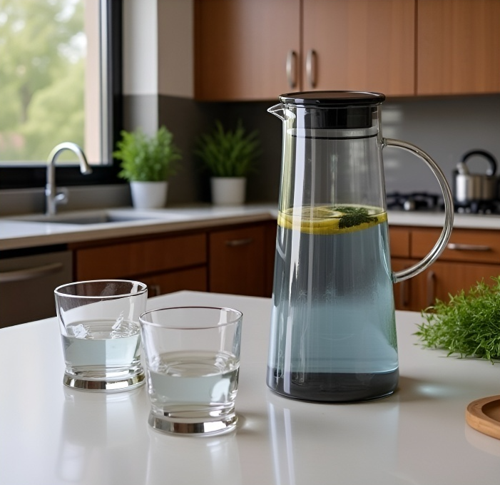 내열 강화 유리 물병 뚜껑 디테일