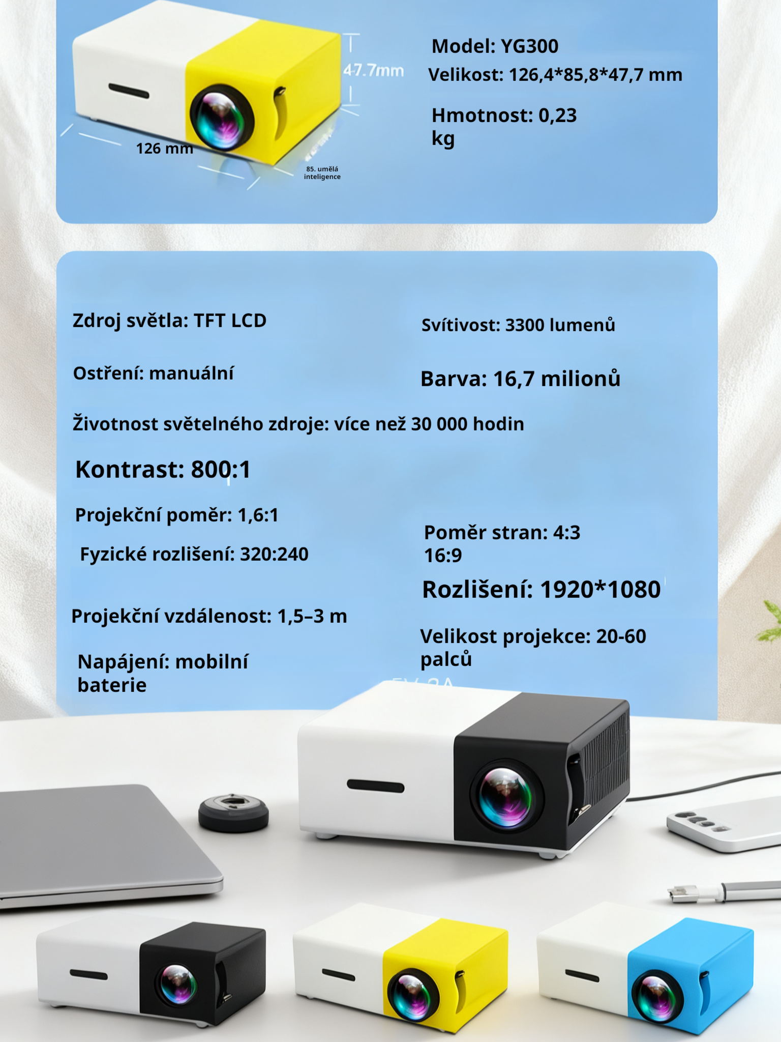  Mini Přenosný Projektor