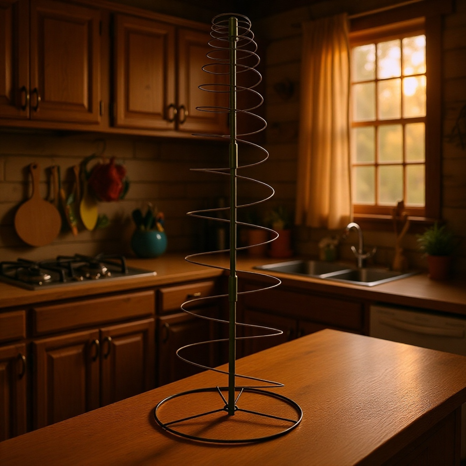 Soporte en espiral para plantas trepadoras en jardín