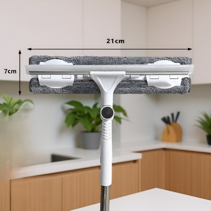 Dvoubarevný mop na okna s prodlouženou rukojetí pro domácnost